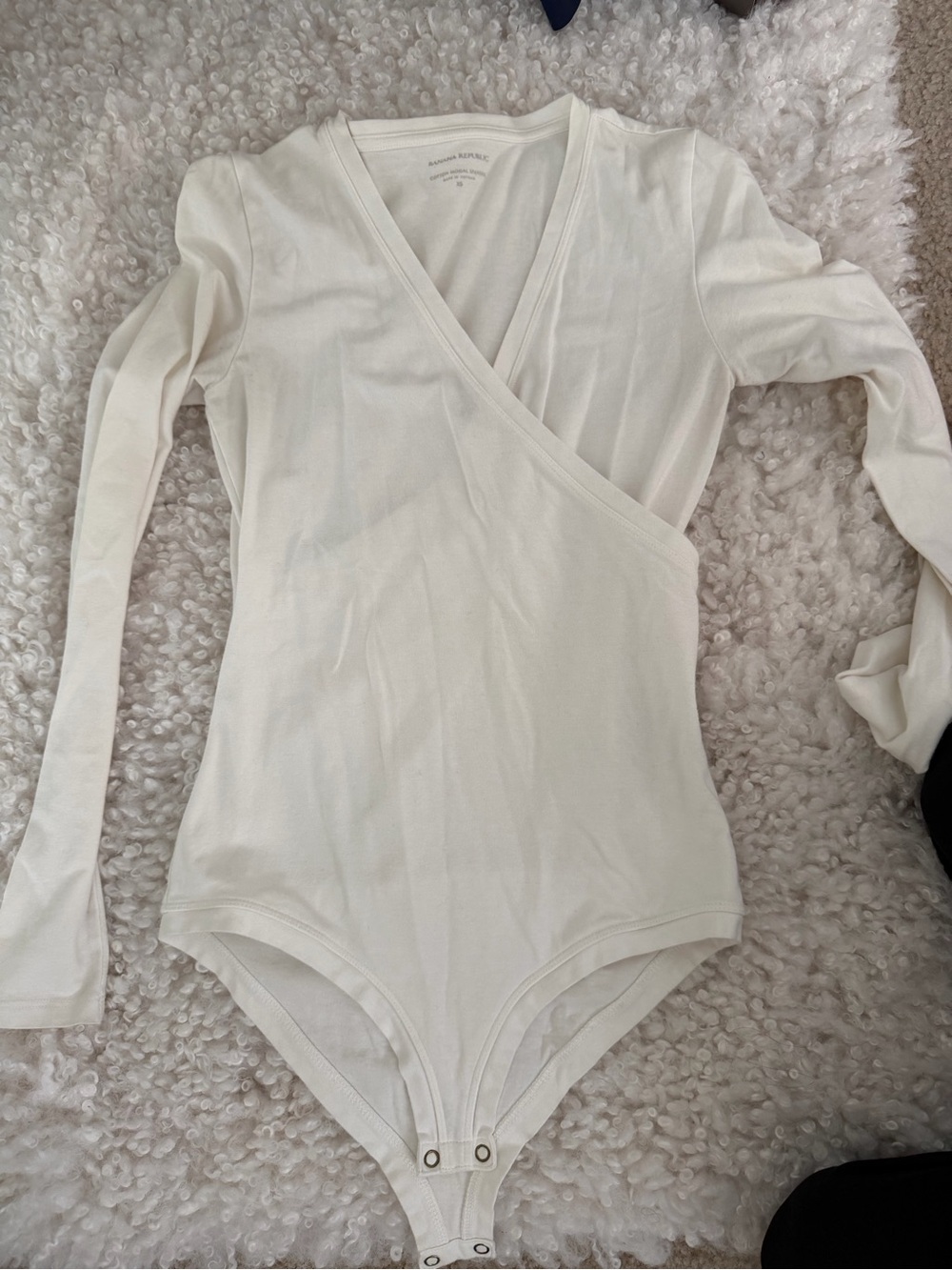 Banana Republic Cream Wrap-Front Long Sleeve Bodysuit